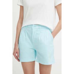 Pepe Jeans kraťasy dámské hladké high waist PL801094 tyrkysová