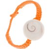 Náramek Šperky eshop oranžový šňůrkový pletenec s kruhovou imitací lastury S10.20