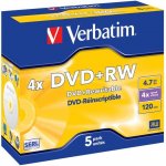 Verbatim DVD+RW 4,7GB 4x, jewel, 5ks (43229) – Zbozi.Blesk.cz