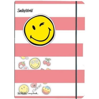 Herlitz sešit flex A5 čtverečkovaný PP pink smiley + samolepky – Zboží Mobilmania