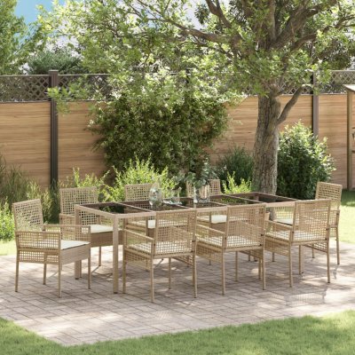 OMAXI 891136 Zahradní jídelní souprava 9 pcs Béžová Poly ratan – Hledejceny.cz
