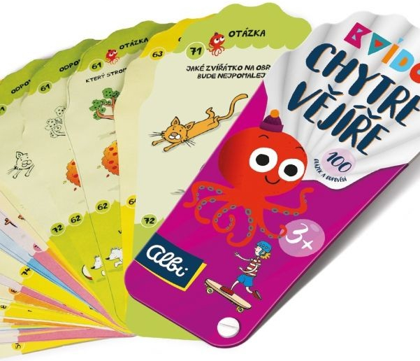 Albi Kvído Chytré vějíře obrázkové kartičky se 100 otázkami a odpověďmi, pro děti od 3 do 7 let