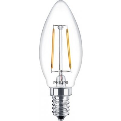 Philips LED žárovka svíčka filament Classic 2-25W E14 827 B35 CL G ND 250Lm – Hledejceny.cz