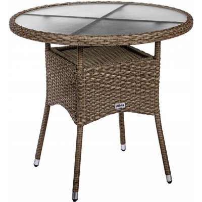 Konferenční stolek kulatý z polyratanu Stilista 80x75 cm hnědý