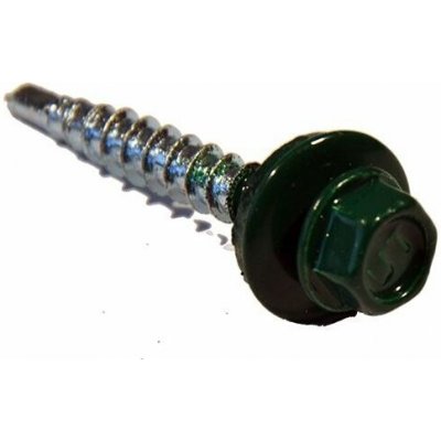 Střešní šroub + EPDM 4,8 x 20 mm, samovrtný - Tmavě zelená RAL 6005 / balení 200 ks – Hledejceny.cz