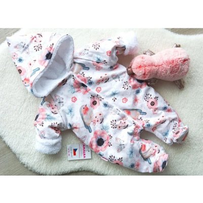 Amálka Kojenecká zateplená kombinéza s ptáčky bílá – Hledejceny.cz