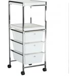 TEMPO Pojízdný regál, bílá/chrom, CORFU – Zboží Dáma