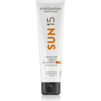 Mádara Beach BB Shimmering Sunscreen opalovací BB krém na tělo a obličej SPF15 100 ml