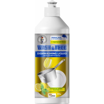 Wash&Free Prostředek na mytí nádobí šťavnatý citron a máta 500 g – Zboží Mobilmania