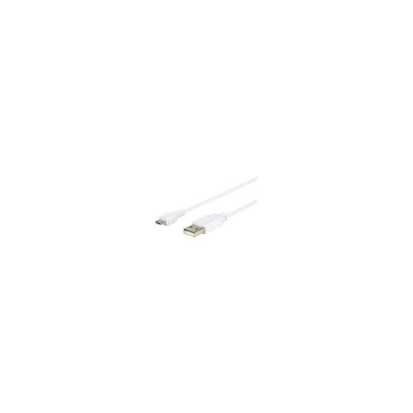usb kabel eSTUFF ES84001-2M-WHITE USB A-M - microUSB M, 2m, bílý