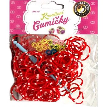 Loom BANDS ČERVENO-BÍLÉ GUMIČKY 200ks 8592