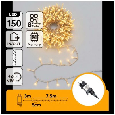 Aigostar B.V. LED Venkovní vánoční řetěz 150xLED/8 funkcí 10,3m IP44 teplá bílá B10303ABMD – Hledejceny.cz