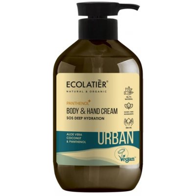 ECOLATIER URBAN - Krém na tělo a ruce SOS hloubková hydratace - Aloe Vera, Kokos a Panthenol, 400 ml