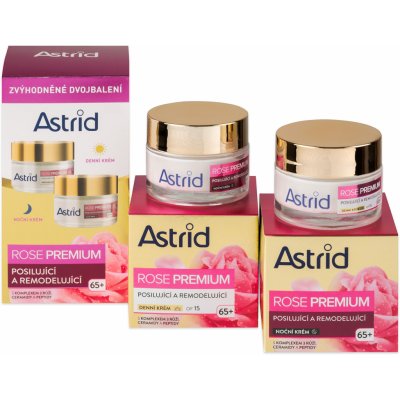 Astrid Rose Premium 65+ posilující a remodelující denní krém pro velmi zralou pleť 50 ml + Rose Premium 65+ posilující a remodelující noční krém pro velmi zralou pleť 50 ml duopack – Zbozi.Blesk.cz