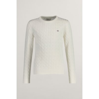 Gant Shield Cotton Cable C-neck Eggshell – Zboží Dáma