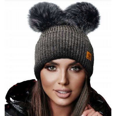 Fashionweek dámská zimní čepice se dvěma bambulkami WOOL2 grafitová – Hledejceny.cz