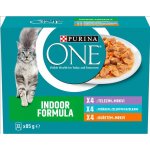 Purina ONE Indoor Mini filetky s telecím kuřetem a tuňákem ve šťávě 12 x 85 g – Hledejceny.cz