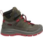 Keen dětské zimní boty Redwood Mid Wp Youth steel grey/red dahlia – Zboží Dáma