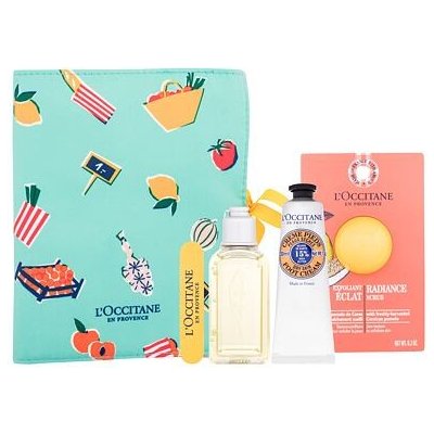 L'Occitane Sweet Moment : sprchový gel Verbena Shower Gel 50 ml + peeling Radiance Scrub 6 ml + krém na nohy Shea Butter Foot Cream 30 ml + pilník na nehty + kosmetická taštička – Zboží Mobilmania