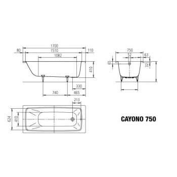 Kaldewei Cayono 170 x 75 cm 275000013001 Perl-Effekt