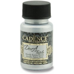 Cadence metalická barva na textil 50 ml stříbrná