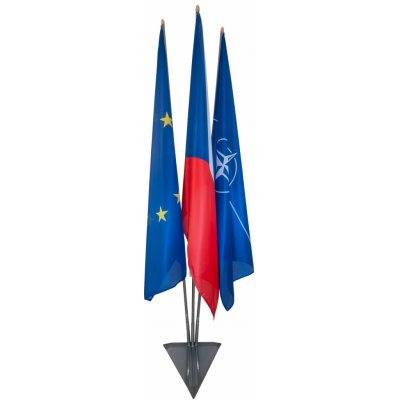 Komplet: interiérový stojan + vlajky - stojan 3-ramenný + ČR, EU – Hledejceny.cz