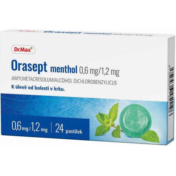 Volně prodejný lék ORASEPT MENTHOL ORM 0,6MG/1,2MG PAS 24