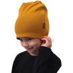 dětská čepice bavlněná oboustranná černá+hořčicová – Zboží Dáma