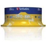 Verbatim DVD+RW 4,7GB 4x, SERL, cakebox, 25ks (43489) – Zboží Mobilmania