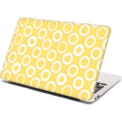 Sablio Samolepka na notebook Bílé kruhy na žluté - 38x26 cm – Zboží Živě