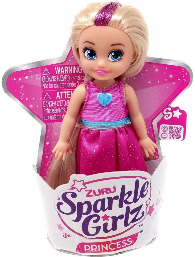 Zuru Princezna Sparkle Girlz malá v kornoutku růžové šaty-blond vlasy