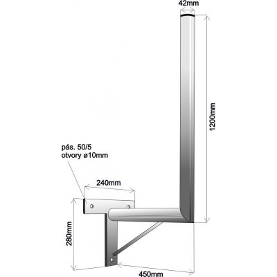 Držák antény 45/120cm se vzpěrou - žárový zinek – Zbozi.Blesk.cz