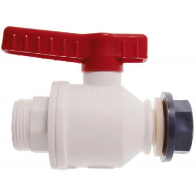 DENIOS Kulový kohout z PP, bílý, vnější závit vstup 1 - výstup M 42 x 3, NW 25 mm, BJ = 5 kusů – Hledejceny.cz