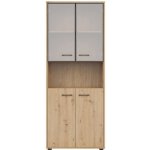 SPACE OFFICE vitrína REG2D2W/200, dub artisan/černý mat – Sleviste.cz