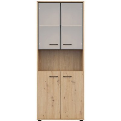 SPACE OFFICE vitrína REG2D2W/200, dub artisan/černý mat – Sleviste.cz