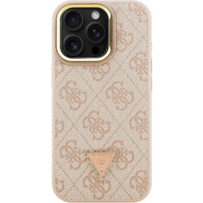Guess 4G Strass Triangle Logo kryt s výklopným stojánkem a MagSafe pro iPhone 16 Pro - růžový 57983125189 – Zboží Mobilmania