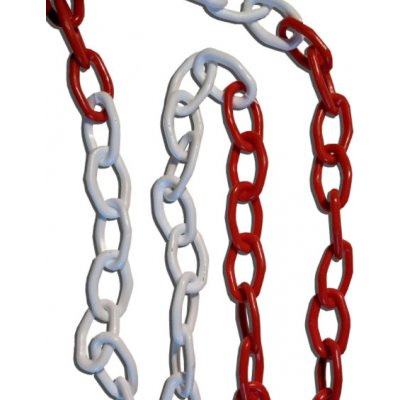 ProfiGaráž plastový řetěz romboid 5,5 mm x 25 m bílo-červený – Zboží Mobilmania