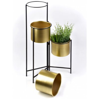 Mondex Stojan SWEN GOLD se 3 květináči černo-zlatý – Zboží Mobilmania