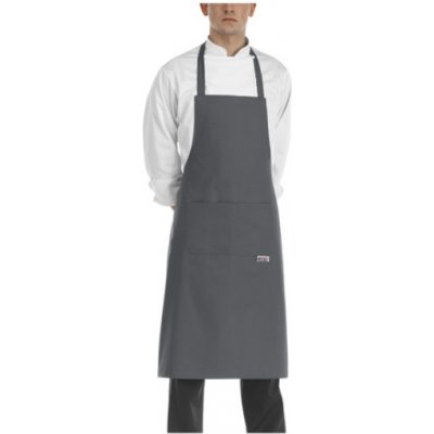 Egochef Kuchařská zástěra ke krku s kapsou šedá 90x70cm E-6103016C – Hledejceny.cz