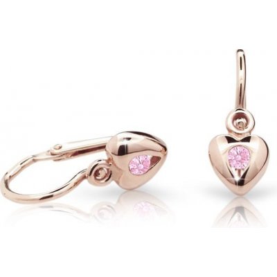 Danfil dětská srdíčka C1556 z růžového zlata s kamínkem Pink zapínání brizura – Hledejceny.cz