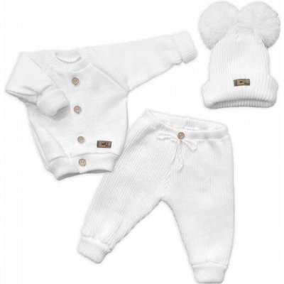 Kojenecká 3D pletená rostoucí souprava Lovely One bílá – Zboží Dáma