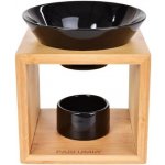 Dedra aroma lampa na bambusovém stojanu černá keramika & přírodní elegance – Zboží Dáma