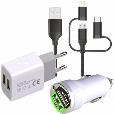 4CAR Nabíječka na mobilní telefon 3v1 (USB C, Micro USB, Lighting) - – Zbozi.Blesk.cz