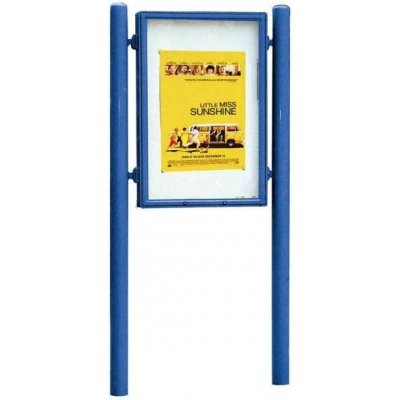 PROCITY Oboustranná vitrína Carrefour 1255x900 mm, včetně sloupků, modrá | Zboží Auto