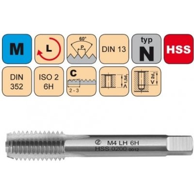 NÁSTROJE CZ Sadový závitník /CZZ0200L/ M16x2 LH ISO2 HSS DIN 352 LEVÝ Závit: M16-II č.2 – Hledejceny.cz