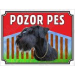 Pozor pes - Černý knírač, plast 210 x 148 x 2 mm A5