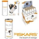 FISKARS set 129029 limitovaná edice bílá sekera, Xsharp ostřič, zahradní rukavice, papírová tuba