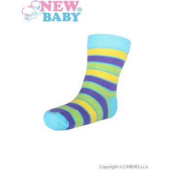 NEW BABY dětské ponožky s širokým pruhem žluto-fialové