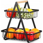 Ruhhy 24265 Dvoupatrový koš na ovoce kov dřevo – Zboží Dáma