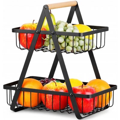 Ruhhy 24265 Dvoupatrový koš na ovoce kov dřevo – Zboží Dáma
